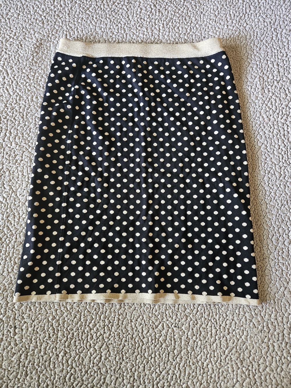 Polka Dot Knit  Skirt in Black and Cream Size S/M